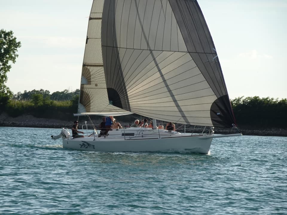 Code Zero set on a cable luff, reaching under full crew